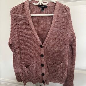 Forever 21 Pink Button-Up Women's Sweater Cardigan